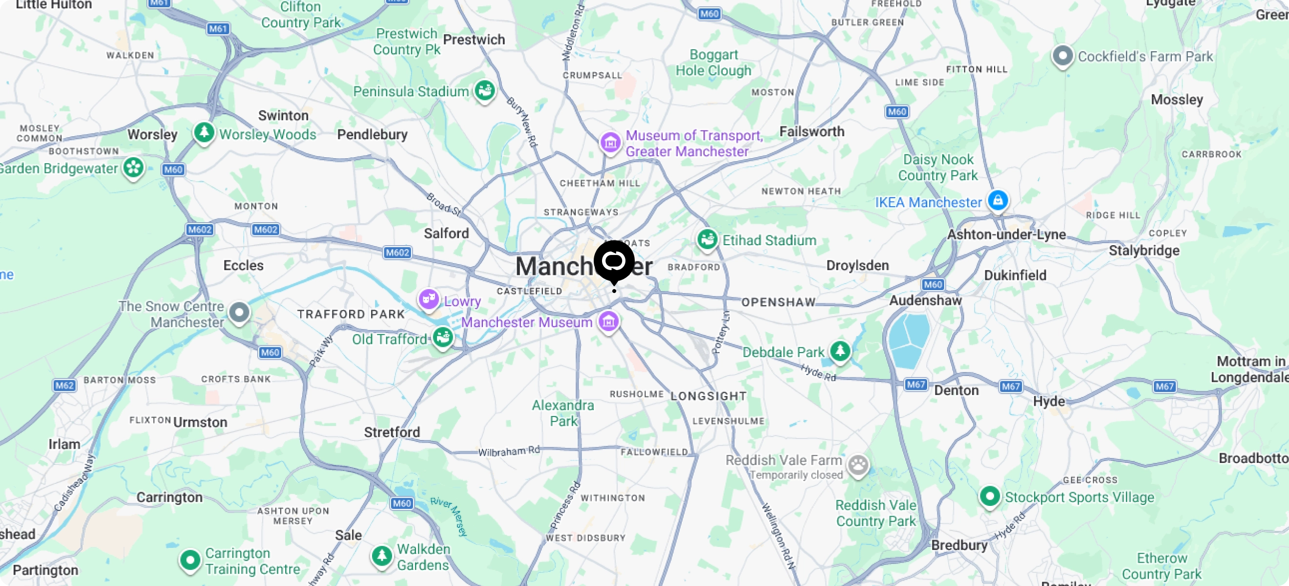 Map of PORT Hubs across Manchester